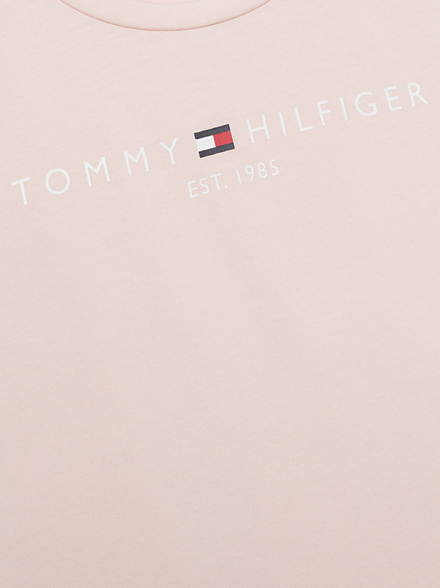 pink th established essential logo slim t-shirt for girls tommy hilfiger