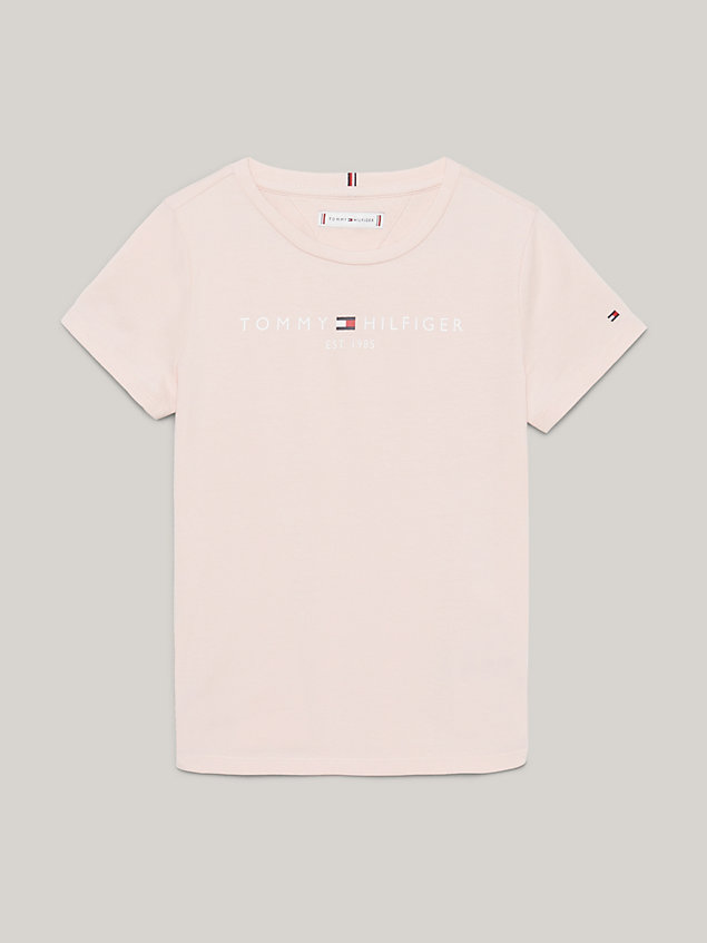 pink th established essential logo slim t-shirt for girls tommy hilfiger
