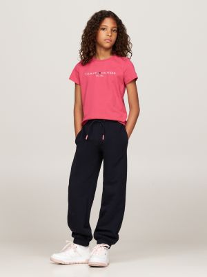 pink logo slim t-shirt for girls tommy hilfiger