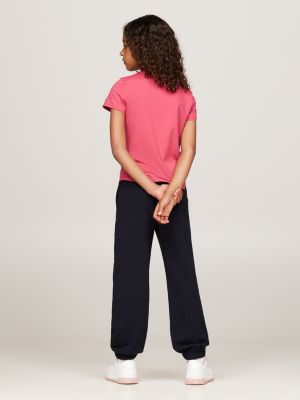 pink logo slim t-shirt for girls tommy hilfiger