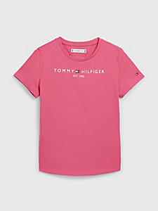 t-shirt essential en jersey à col ras-du-cou rouge pour filles tommy hilfiger