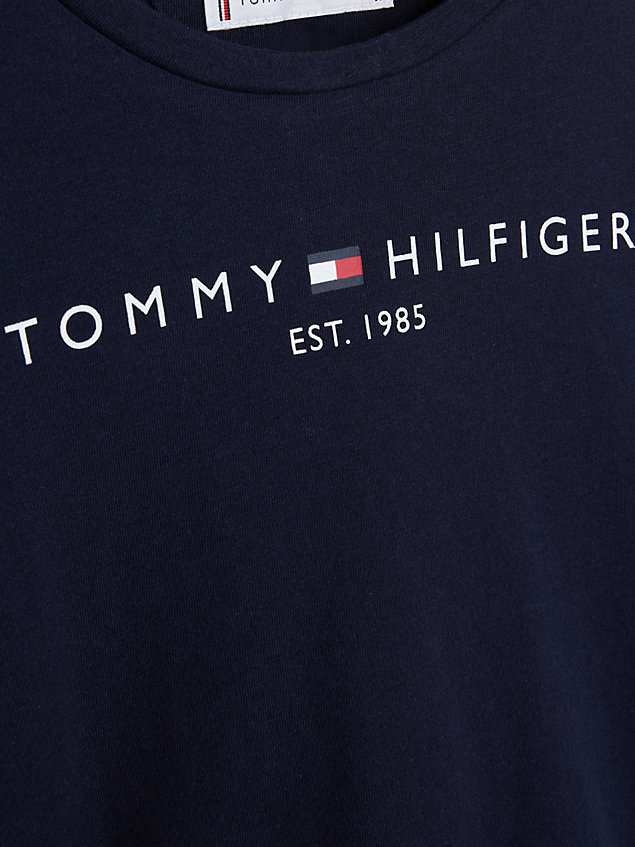 t-shirt essential con logo a maniche lunghe blue da bambina tommy hilfiger