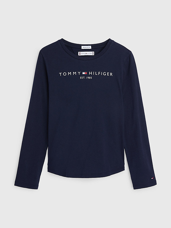 blue essential long sleeve t-shirt for girls tommy hilfiger