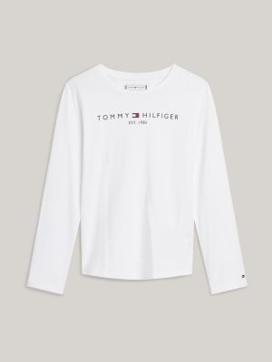 | Hilfiger Weiß Tommy Essential mit Logo Langarmshirt |