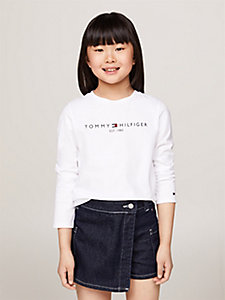 white essential long sleeve t-shirt for girls tommy hilfiger