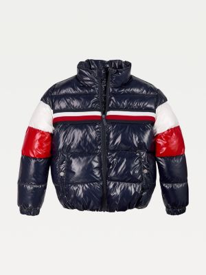 High-Shine Colour-Blocked Puffer Jacket 