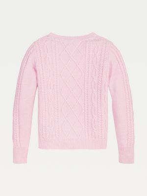cable knit cardigan pink