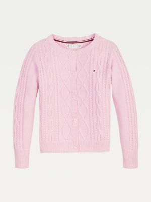 pink cable knit sweater