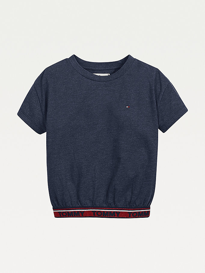 blue repeat logo t-shirt for girls tommy hilfiger
