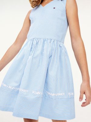 Gestreiftes Armelloses Kleid Mit V Ausschnitt Blau Tommy Hilfiger 