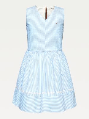 Gestreiftes Armelloses Kleid Mit V Ausschnitt Blau Tommy Hilfiger 