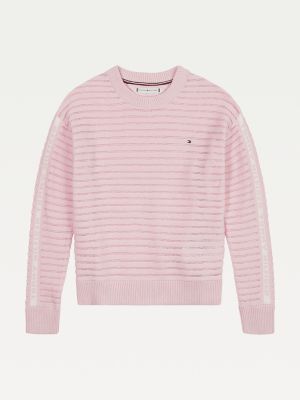 Striped Open Knit Jumper | PINK | Tommy 