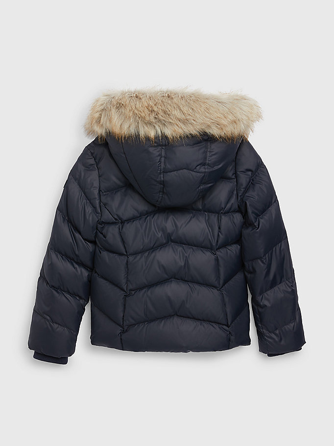 blue essential padded hooded jacket for girls tommy hilfiger