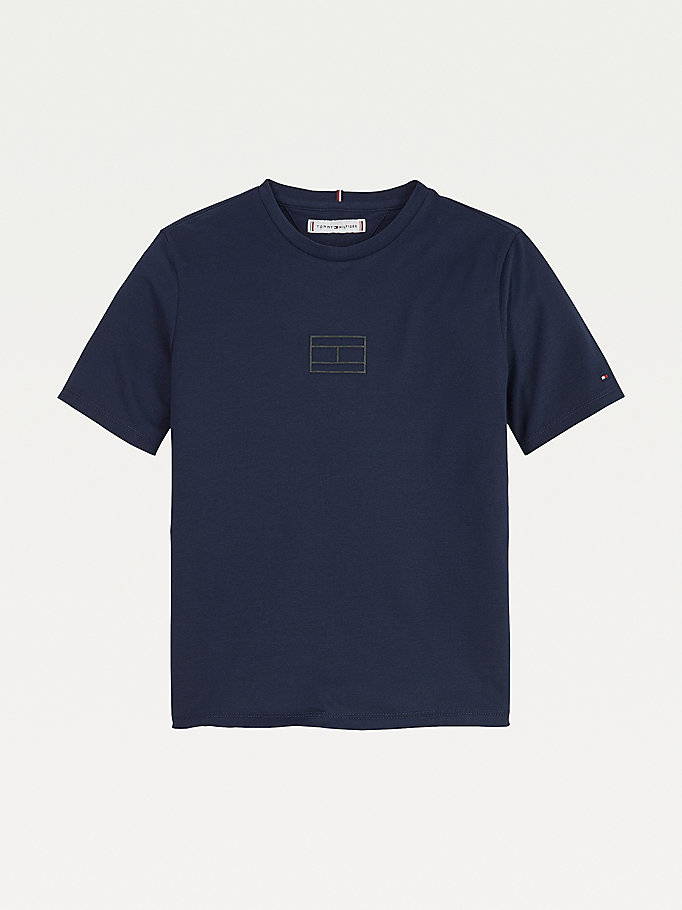 blue reflective logo t-shirt for girls tommy hilfiger