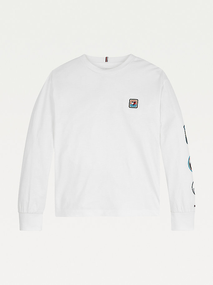 white badge long-sleeve t-shirt for girls tommy hilfiger
