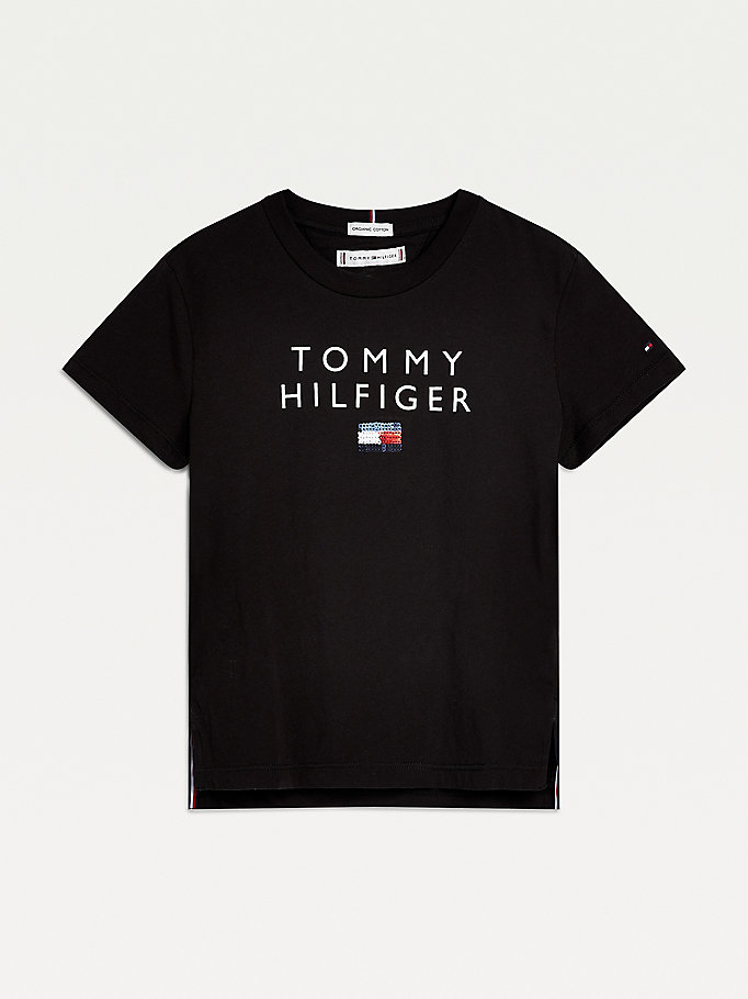 black sequin t-shirt for girls tommy hilfiger