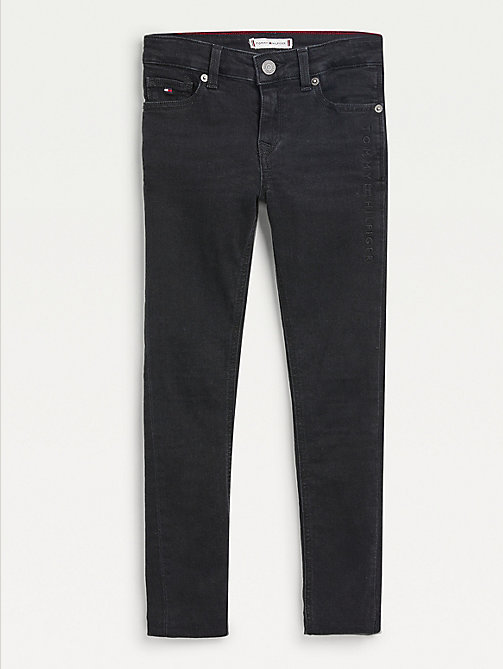 denim nora schwarze skinny jeans mit fade-effekt für girls - tommy hilfiger