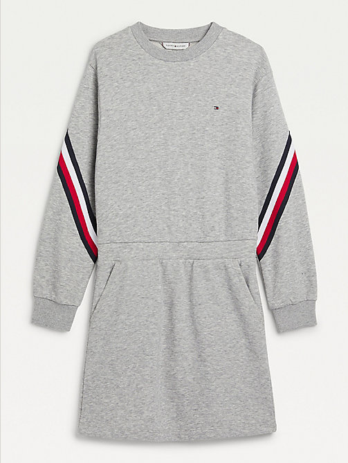 grey signature sweatshirt dress for girls tommy hilfiger