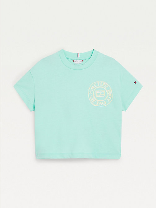 green back print recycled t-shirt for girls tommy hilfiger