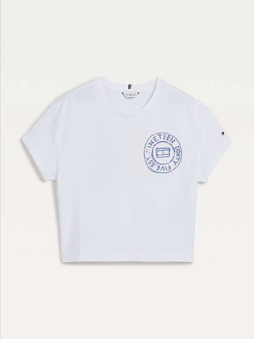 white back print recycled t-shirt for girls tommy hilfiger