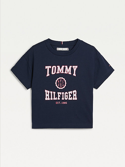 blue varsity t-shirt for girls tommy hilfiger
