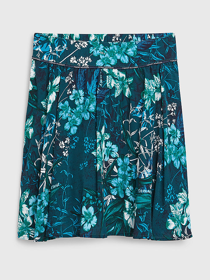 groen rok met tropische bloemenprint voor meisjes - tommy hilfiger