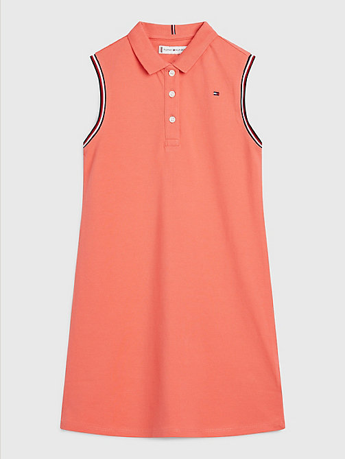 orange classics sleeveless polo dress for girls tommy hilfiger