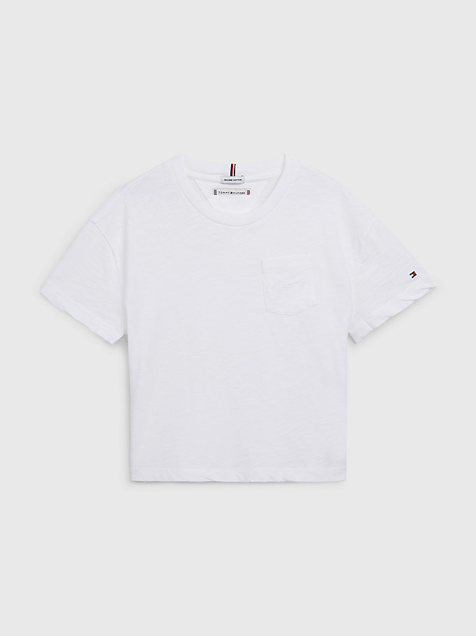 wit t-shirt met logo-borstzak voor meisjes - tommy hilfiger