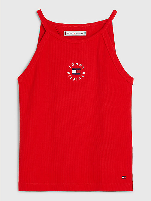 red rib-knit tank top for girls tommy hilfiger