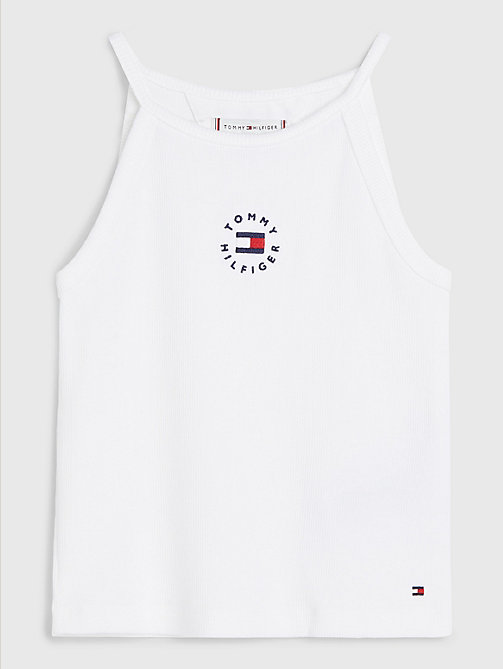 white rib-knit tank top for girls tommy hilfiger