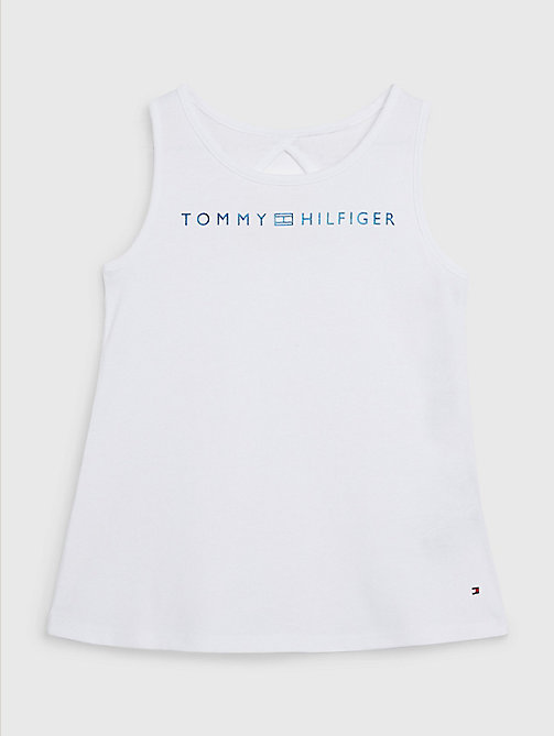 white metallic logo tank top for girls tommy hilfiger