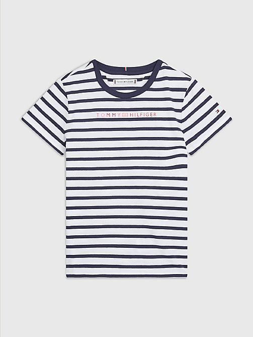 blue essential stripe t-shirt for girls tommy hilfiger