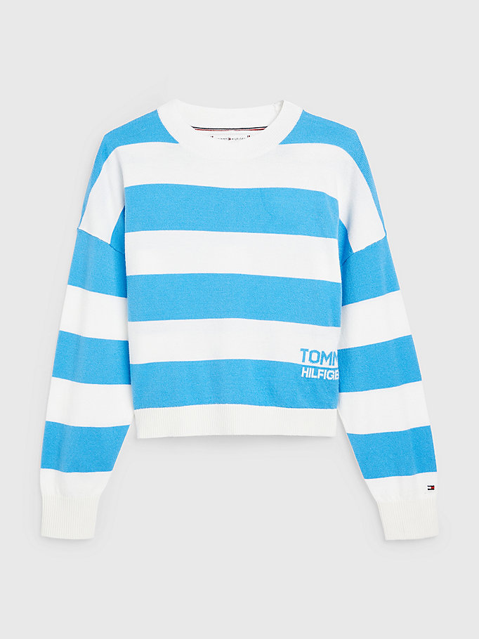 blue viscose stripe jumper for girls tommy hilfiger