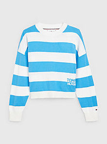 blue viscose stripe jumper for girls tommy hilfiger