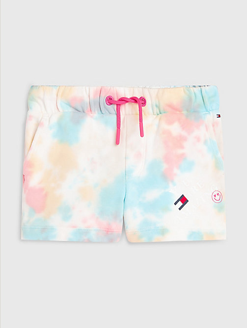 weiß sweat-shorts mit batik-design für girls - tommy hilfiger