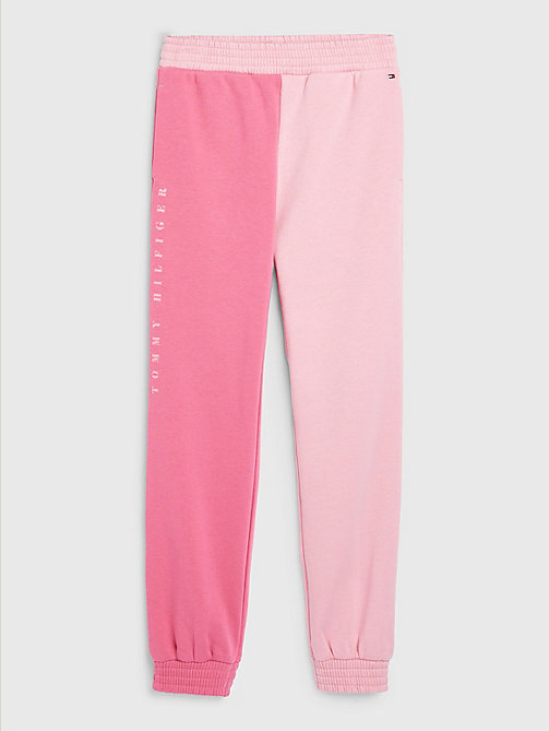 pink two tone joggers for girls tommy hilfiger