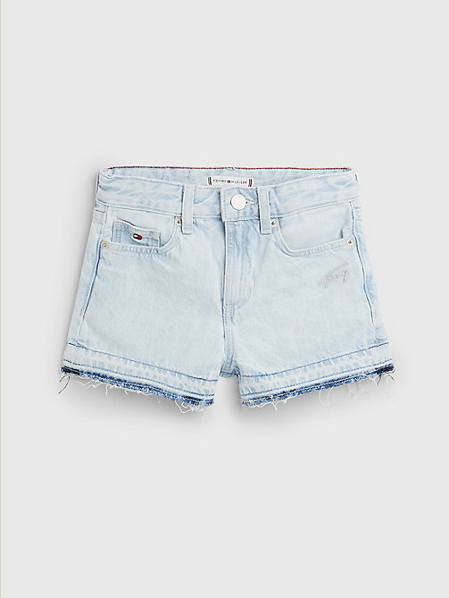 denim girlfriend jeans-shorts mit bleached-effekt für girls - tommy hilfiger