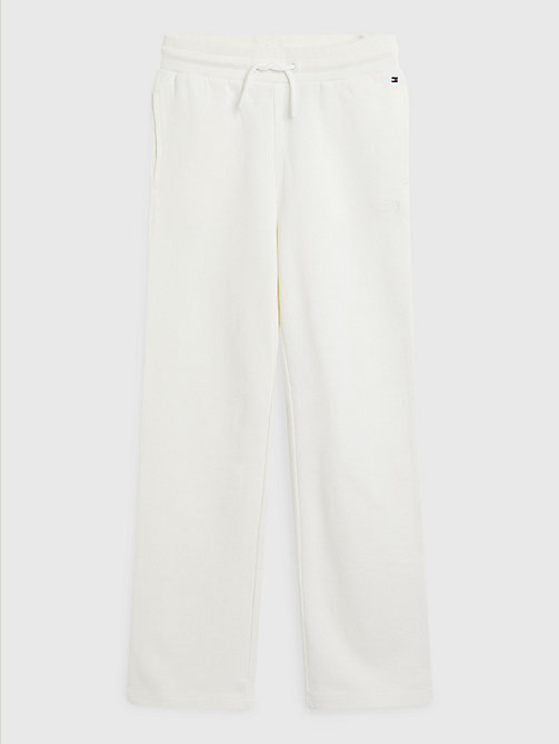white wide leg signature logo sweatpants for girls tommy hilfiger