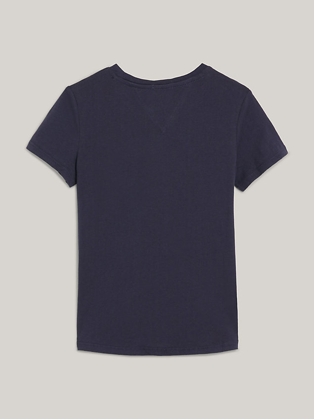 blue t-shirt essential z okrągłym dekoltem dla dziewczynki - tommy hilfiger