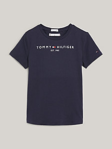 blue essential crew neck jersey t-shirt for girls tommy hilfiger