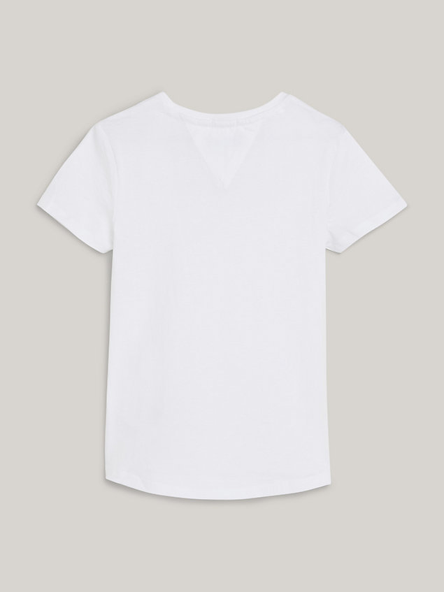 white essential jersey t-shirt met ronde hals voor meisjes - tommy hilfiger