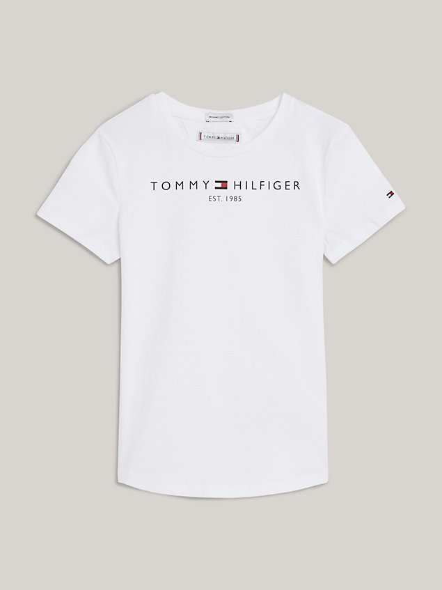 white essential jersey t-shirt met ronde hals voor meisjes - tommy hilfiger