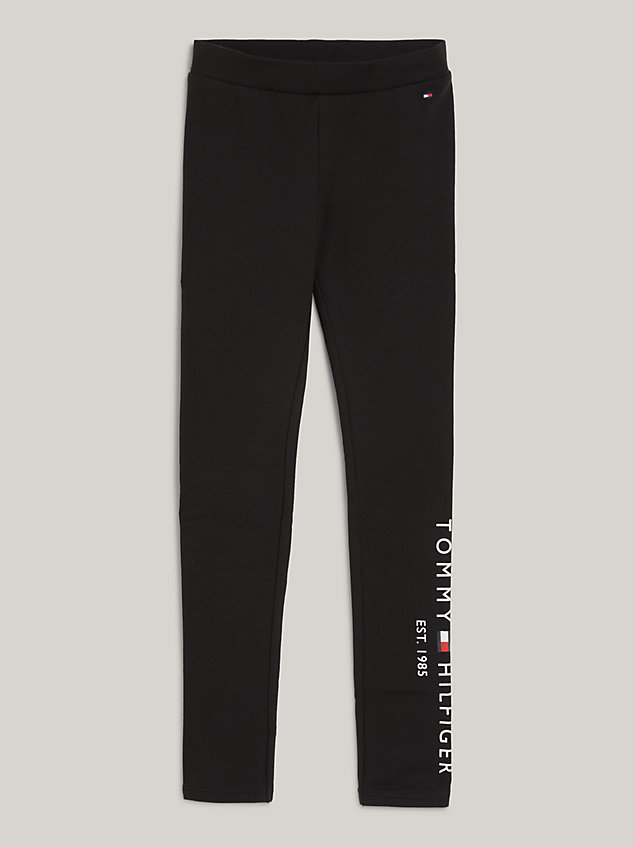 black essential leggings mit logo für maedchen - tommy hilfiger