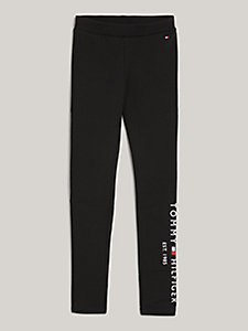 czarny legginsy essential z logo dla girls - tommy hilfiger