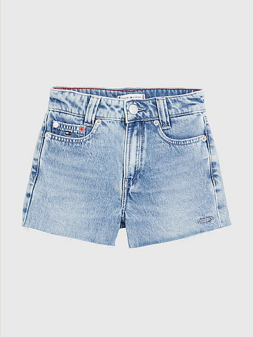 denim girlfriend softe jeans-shorts mit fade-effekt für girls - tommy hilfiger