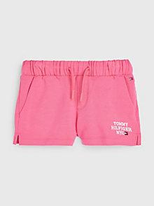 pink logo embroidery sweat shorts for girls tommy hilfiger