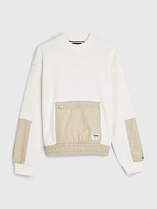 white panelled zip pocket sweatshirt for girls tommy hilfiger