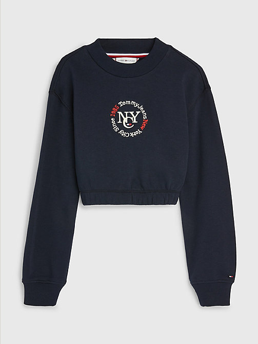 blue nyc logo embroidery sweatshirt for girls tommy hilfiger