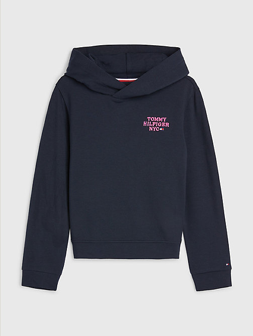 blue nyc logo hoody for girls tommy hilfiger