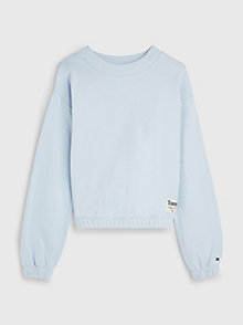 blau sweatshirt mit logo-patch für girls - tommy hilfiger